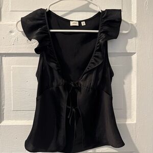 Aritzia Wilfred Black Top with Tie Detail